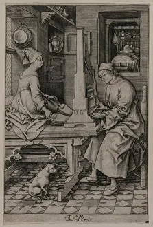 The Organ Player and His Wife, 1495-1503. Creator: Israhel van Meckenem (German, c