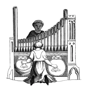 Organ with a single keyboard, 14th century, (1870) Organ with a single keyboard, 14th century, (1870)