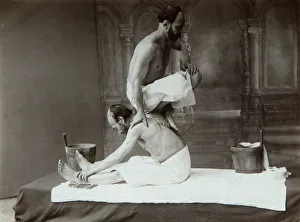 Bathing Prints: The Oriental bath. Massage, 1880s. Artist: Dmitri Ivanovich Yermakov