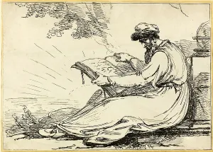 Oriental with a Beard, Reading a Book, 1803. Creator: Henry Singleton