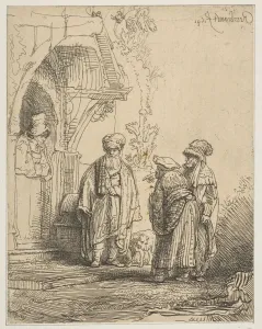 Three Oriental Figures (Jacob and Laban?), 1641. Creator: Rembrandt Harmensz van Rijn Three Oriental Figures (Jacob and Laban?), 1641. Creator: Rembrandt Harmensz van Rijn