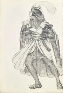 Pencil On Paper Prints: Oriental prince in adoration pose, c1900. Creator: Franz Bauer