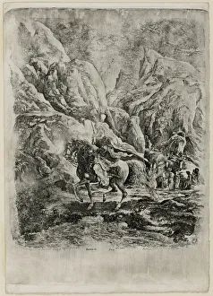 Bresdin Rodolphe Prints: Oriental Rider in the Mountains, 1866. Creator: Rodolphe Bresdin