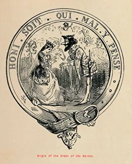 Origin of the Order of the Garter, c1860, (c1860). Artist: John Leech Origin of the Order of the Garter, c1860, (c1860). Artist: John Leech