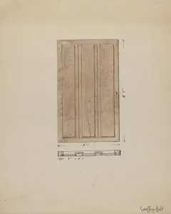 Holt Geoffrey Prints: One of Original Inside Doors to Sacristy, c. 1936. Creator: Geoffrey Holt