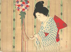 Ornament Ball from kuchie (frontispiece) of a novel, ca. 1906. Creator: Mizuno Toshikata