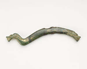 Bronze Gilding Gallery: Ornament with two dragonheads, Han dynasty, 206 BCE-220 CE. Creator: Unknown