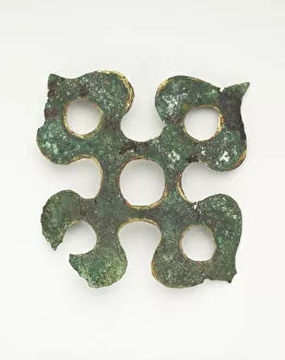 Bronze With Gilding Collection: Ornament in the form of a persimmon receptacle (fragment), Han dynasty, 206 BCE-220 CE