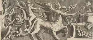 Centaur Gallery: Ornament frieze with winged Centaur, 1531-76. Creator: Giulio Bonasone