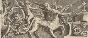 Centaur Gallery: Ornament frieze with winged Centaur, 1531-76. Creator: Giulio Bonasone