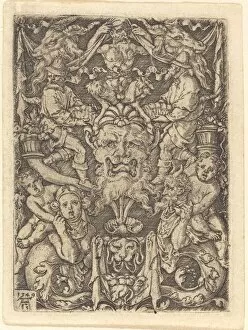 Heinrich Aldegrever Gallery: Ornament with Mask, 1549. Creator: Heinrich Aldegrever