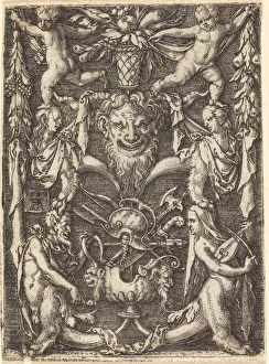 Half Beast Prints: Ornament with Mask, 1550. Creator: Heinrich Aldegrever