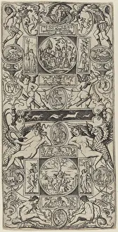 Da Modena Nicoletto Prints: Ornament Panel with Orpheus and the Judgment of Paris