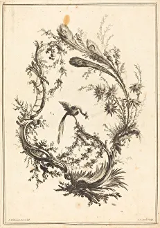 Jean Baptiste Pillement Prints: Ornament with a Peacock. Creator: Jean Jacques Avril