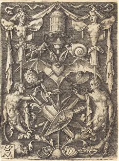 Gargoyle Prints: Ornament with Trophy of Arms, 1550. Creator: Heinrich Aldegrever