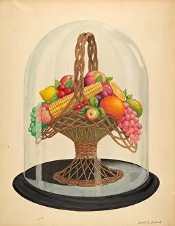 Ornament, Wax Fruit under Glass Globe, 1935 / 1942. Creator: David S De Vault