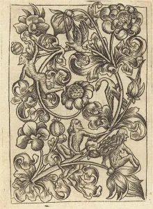 Meister Es Prints: Ornament with Wild Folk, c. 1460/1465. Creator: Master E.S. Follower of