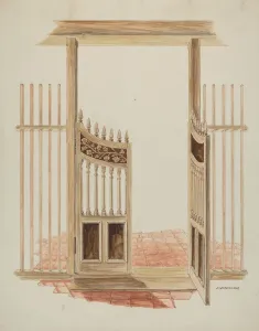 Miller Randolph F Prints: Ornamental Gate to Nave of Church, c. 1936. Creator: Randolph F Miller