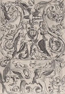 Ornamental Panel, ca. 1514-36. Creator: Agostino Veneziano