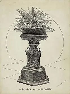 Flower Holder Prints: Ornamental Urn for Flowers, c. 1936. Creator: Ray Price