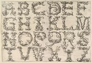 Daniel Collection: Ornamented Roman Majuscule Alphabet, ca. 1520. Creator: Daniel Hopfer
