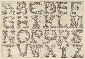 Hopfer Prints: Ornamented Roman Majuscule Alphabet, ca. 1520. Creator: Daniel Hopfer