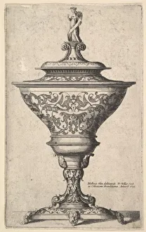 Wenceslaus And Xa0 Prints: Ornate goblet on feet of masks, 1645. Creator: Wenceslaus Hollar
