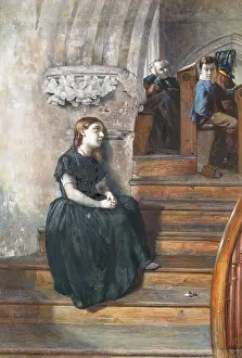 Lonely Prints: The Orphan (Hearing The Word), 1866. Creator: George Reid
