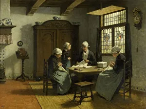 Mending Prints: In the Orphanage at Katwijk-Binnen, c.1870-c.1890. Creator: David Adolf Constant Artz