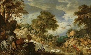Gathered Prints: Orpheus and the Animals, 1617. Creator: Roelandt Savery