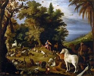 Roman Literature Gallery: Orpheus among the animals, ca 1595. Creator: Vrancx, Sebastiaen (1574-1647)