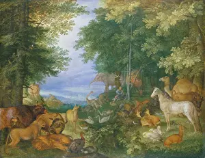 Camels Prints: Orpheus Charming the Animals with His Music, 1610. Creator: Roelandt Savery