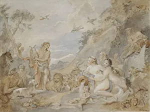 Charles Joseph Prints: Orpheus Charming the Nymphs, Dryads, and Animals, 1757. Creator: Charles-Joseph Natoire
