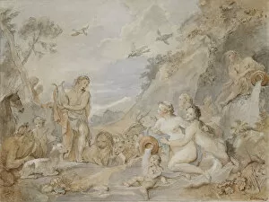 Water Jar Collection: Orpheus Charming the Nymphs, Dryads, and Animals, 1757. Creator: Charles-Joseph Natoire
