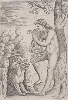 Cerberus Prints: Orpheus, dated 1528. Creator: Agostino Veneziano