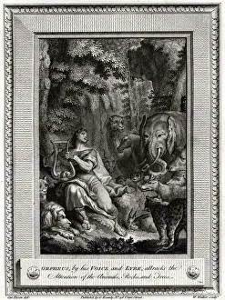 Enchanted Gallery: Orpheus, by his Voice and Lyre, attracts the attention of the Animals, Rocks and Trees