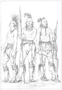 Myers And Co Prints: Three Osage braves, 1841. Artist: Myers and Co