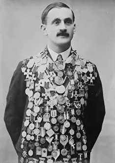Successful Prints: Oscar Mathisen with medals, between c1915 and c1920. Creator: Bain News Service