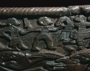 Detail of the Oseberg Cart from the Oseberg ship burial, 9th century