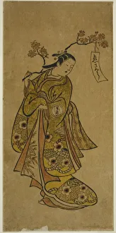 Oshichi Carrying a Blossoming Cherry Branch, c. 1727 / 30. Creator: Okumura Toshinobu