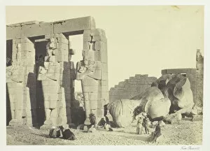 Sculptures Gallery: Osiride Pillars and Great Fallen Colossus, at the Memnonium, Thebes, 1857