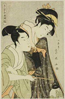 Eisui Ichirakusai Gallery: Osome and Hisamatsu, from the series 'Beauties in Joruri Roles', c. 1795