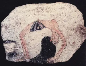 Pharaoh Of Egypt Gallery: Ostracon with Dancing girl, ca 1200 BC. Artist: Ancient Egypt
