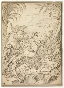 Charles André Van Loo Prints: Ostrich Hunt, n. d. Creators: Charles Parrocel, Carle van Loo, Joseph Francois Parrocel