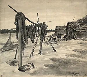 Rack Prints: Ostyatsky village Olenyi yurts, 1928. Creator: Dmitrii Innokent'evich Karatanov