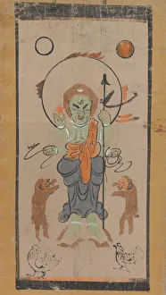 Vajrayana Buddhism Prints: Otsu-e of Shomen Kongoyasha (Vajrayaksha), 17th century. Creator: Unknown