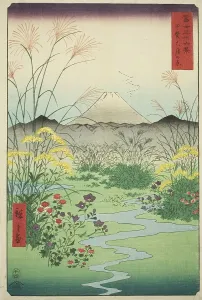 Otsuki Plain in Kai Province (Kai Otsuki no hara), from the series Thirty-six Views of... 1858. Creator: Ando Hiroshige. Otsuki Plain in Kai Province (Kai Otsuki no hara), from the series Thirty-six Views of... 1858. Creator: Ando Hiroshige