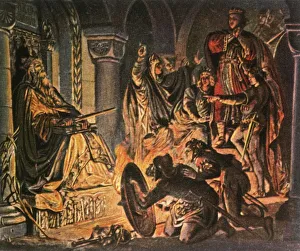 Charlemagne Prints: Otto III visits the tomb of Charlemagne, 1000 AD, (1936). Creator: Unknown