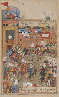 Script Prints: Ottoman Army Entering a City, Folio from a Divan of Mahmud Abd al-Baqi