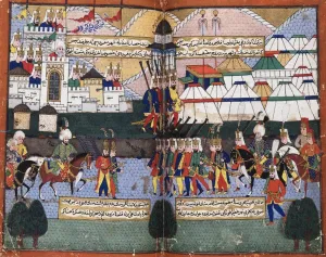 Ottoman army of Lala Mustafa Pasha parading before the walls of Tiflis, 1578. From the Nusretname by Ottoman army of Lala Mustafa Pasha parading before the walls of Tiflis, 1578. From the Nusretname by